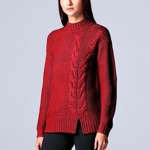 Plus Size Vera Wang Braided Red Sweater